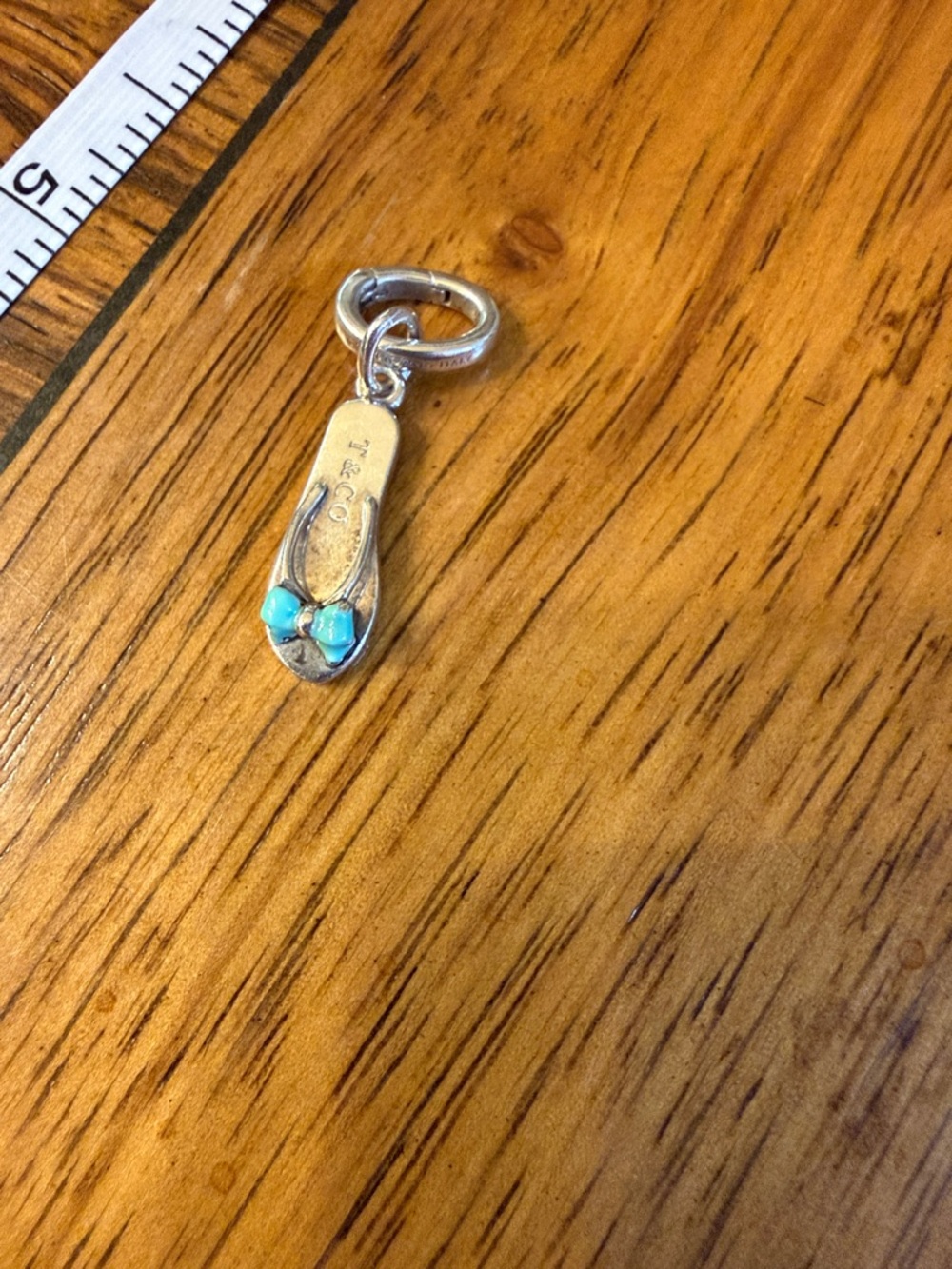 Tiffany & Co. Silver Flip Flop Charm with Tiffany Blue Accents